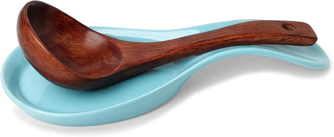 GDCZ Porcelain Spoon Rest - Large Spoon Holder Utensil Rest for Kitchen Counter Stove Top, Dishwasher Safe (Turquoise)