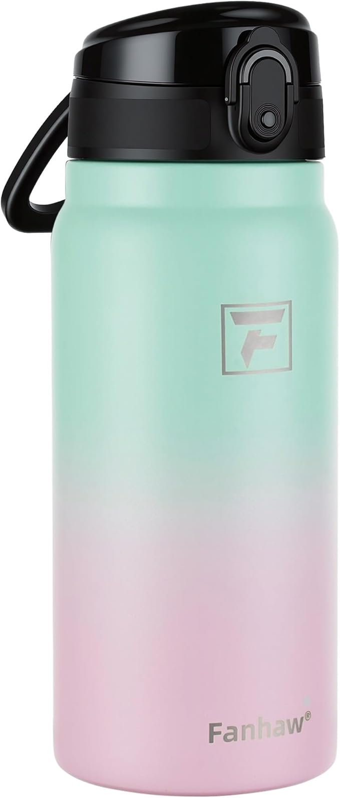Fanhaw 20 Oz Insulated Stainless Steel Water Bottle with Chug Lid – Wide Mouth, Leak-Proof, BPA-Free – Ideal for Kids, Adults, Sports, Gym, and Outdoor Use (Green Pink)