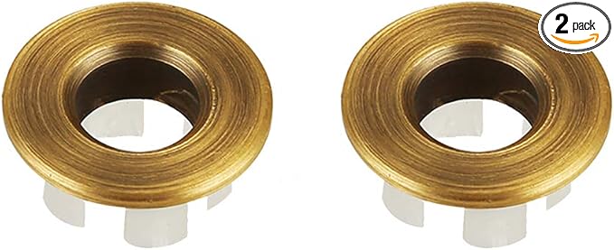 Sink Basin Trim Overflow Cover Brass Insert in Hole Round Caps Antique Brass 2 PCS
