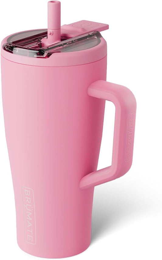BrüMate Era Flip 30oz Tumbler with 100% Leakproof Covered Straw Lid | Hygienic Covered Straw | Insulated Stainless Steel Water Bottle with Handle | Cup Holder Friendly | BPA-Free (Primrose)