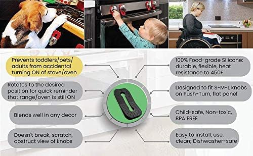 2025-26 Mom's Choice Winner- Gas Stove Knob Locks - Gray Silicone Stove Knob Safety Covers for Toddlers, Pets - Child Proof Universal Size Knobs - Baby Proofing Protectors for Electric Stoves- 5Pcs