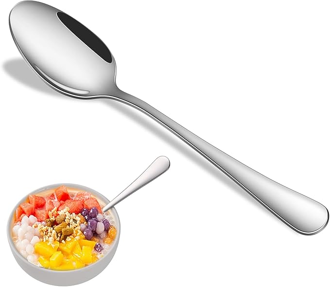 16-Piece 7.3 Inches Dinner Spoons,Stainless Steel Soup Spoons,Dishwasher Safe Tablespoon,Durable Silver Table Spoon Set For Restaurant,Hotel