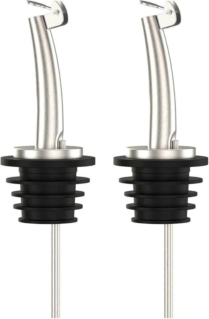 Axe Sickle 2 Pcs Oil Spout Liquor Bottle Pourer Spouts Stainless Steel Speed Pour Spouts Olive Oil Dispenser Spout for About 3/4" Bottle Mouth, with Flip Top