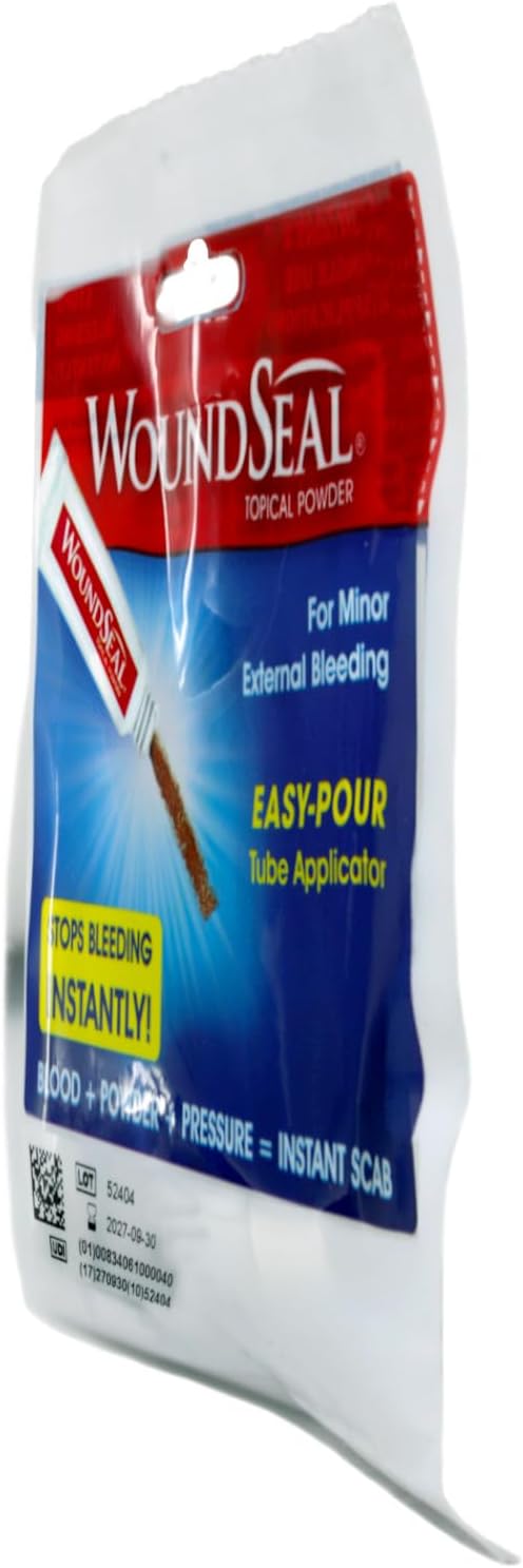 WoundSeal Topical Powder Wound Care First Aid for Cuts, Scrapes and Abrasions Single Use, 4 count (Packaging May Vary)