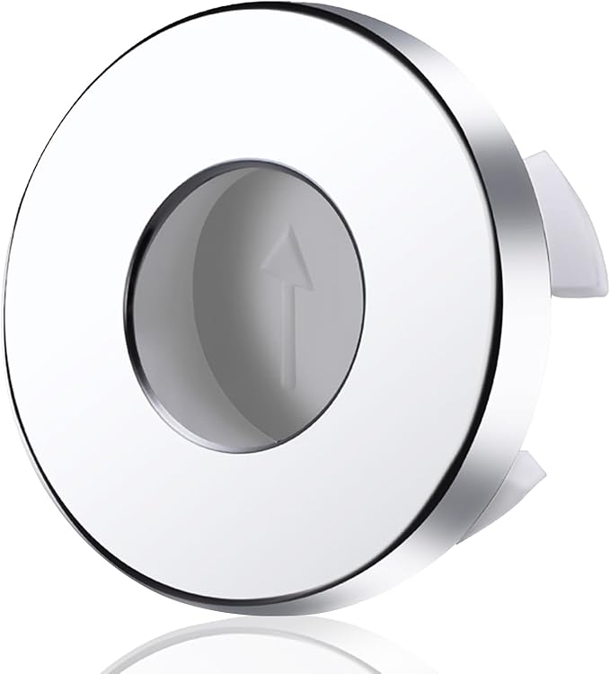 Sink Overflow Drain Cover Ring - Metal Bathroom Sink Drain Cover Round Hole Trim Ring, Anti-odor Basin Vanity Overflow Hole Cap Cover Ring Spillover Hole Insert in Cap (Chrome)