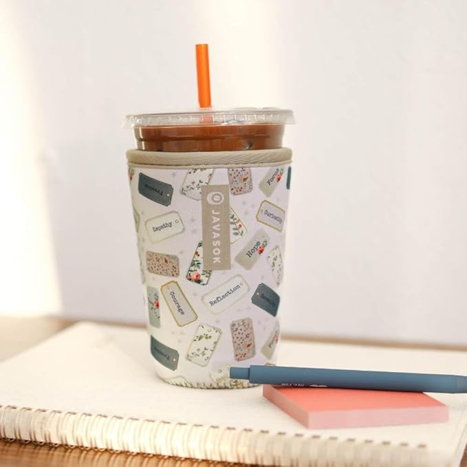 Sok It JavaSok Iced Coffee & Cold Soda Insulated Neoprene Cup Sleeve (Daily Intentions, Small: 16-20oz)