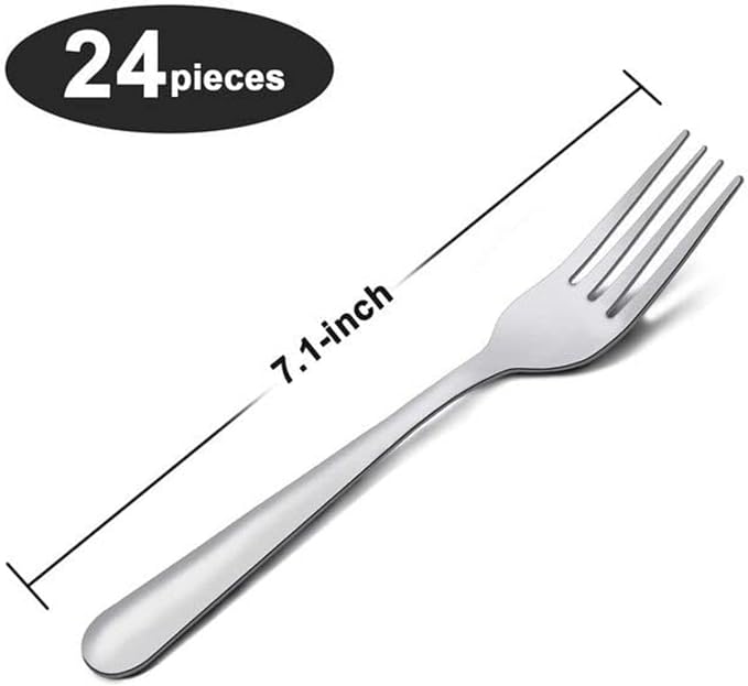Unokit 24-Piece Stainless Steel Dinner Forks Silverware - 7.1 Inch Silver Dinner Forks Set of 24, Forks Set, Flatware Forks for Home, Kitchen or Restaurant, Mirror Polished, Dishwasher Safe