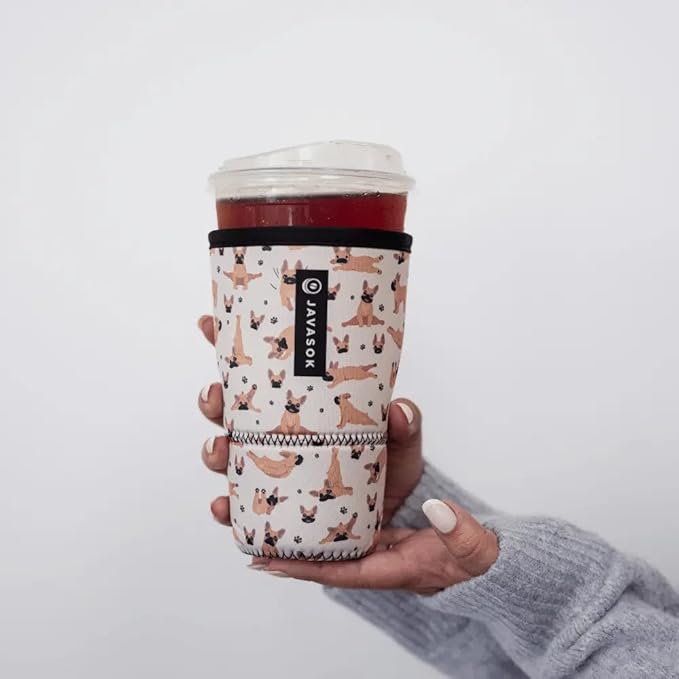 Sok It JavaSok Iced Coffee & Cold Soda Insulated Neoprene Cup Sleeve (Pardon My Frenchie, Medium: 22-28oz)