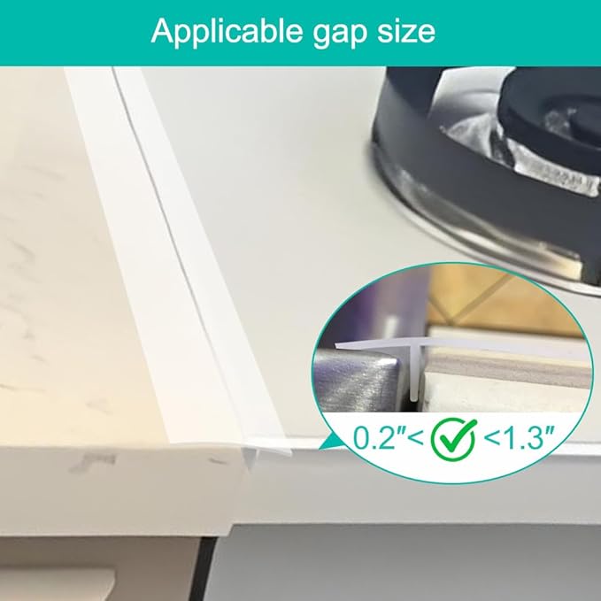Stove Counter Gap Cover, Kitchen Silicone Oven Gap Filler – 25 Inches Countertop Strips Gap Guard, Easy to Clean (Clear)