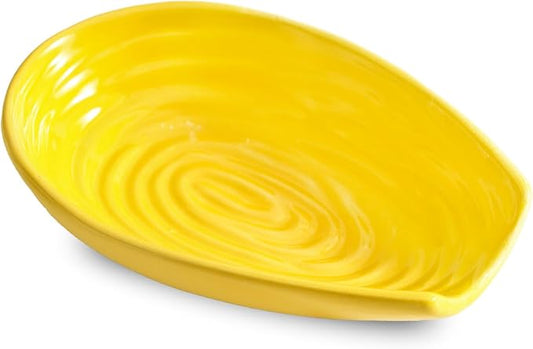 Spoon Rest, Porcelain Spoon Holder for Stove Top, Cooking Utensil Rest Kitchen Gadget Spoon Cradle for Spatula, Ladle, Tongs and Knife, Yellow