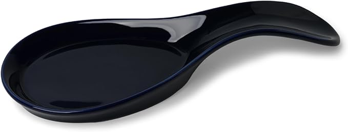 GDCZ Porcelain Spoon Rest - Large Spoon Holder Utensil Rest for Kitchen Counter Stove Top, Dishwasher Safe (Navy-Black)