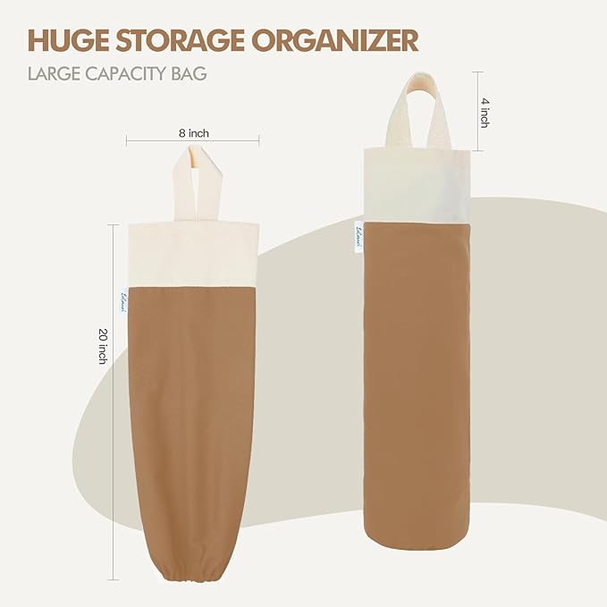 Plastic Bag Holder, Wall Mount Grocery Bag Holder for Plastic Bags Storage, Cotton Shopping Garbage Sack Organizer, Large Trash Bag Dispenser for Home Kitchen Decor