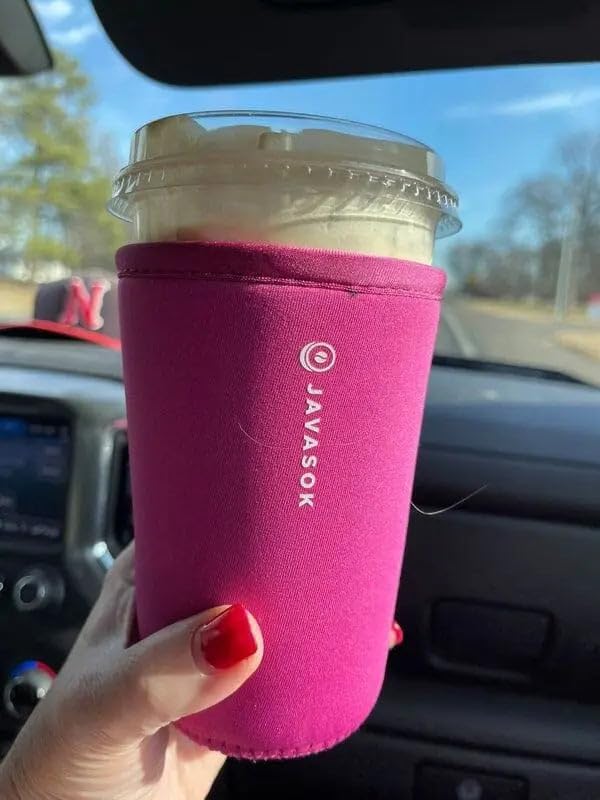 Sok It JavaSok Iced Coffee & Cold Soda Insulated Neoprene Cup Sleeve (Bright Pink, XXLarge: 44-48oz)