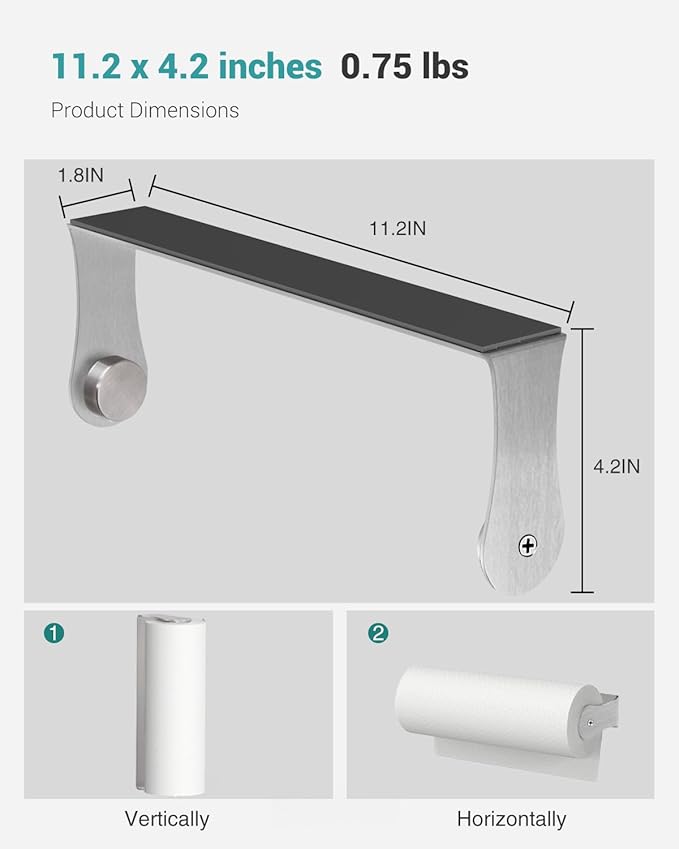 PAROTO Magnetic Paper Towel Holder for Fridge, Silver Paper Towel Holder for Kitchen, Strong Magnet for Refrigerator, RV, Garage, BBQ, No Drilling, Kitchen & Bathroom Organizers and Storage