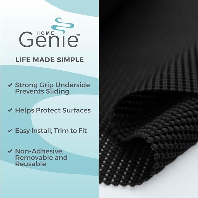 HOME GENIE Shelf Drawer and Cabinet Liner, Durable with Strong Grip, 20 in x 20 FT, Non Adhesive Liners Protect Kitchen Cabinets and Cupboard, Pantry, Bathroom Drawers and Shelves, Desks, Pitch Black