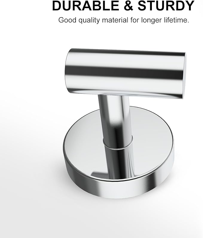 SetSail Towel Hooks for Bathrooms 4 Packs Screw-in Bathroom Towel Hook Wall Mounted Stainless Steel Shower Towel Hooks for Coat Hanging, Mirror Silver