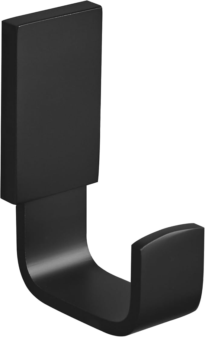 BESy Brass Clothes Hook Single Towel Hook for Bathroom Kitchen Garage Square Style Robe Hooks Coat and Hat Hook, Wall Mounted with Screws, Matte Black