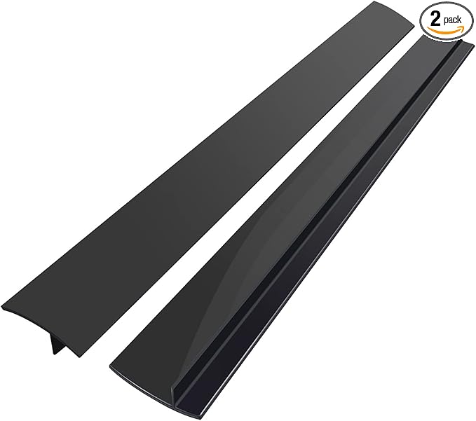 Silicone Stove Counter Gap Cover (2 Pack, 25in, Black), Non-Adhesive Heat Resistant Kitchen Stove Gap Filler, Easy Clean Silicone Gap Guard Seals Spills Between Counter & Stove