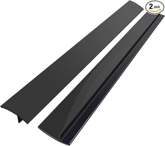 Silicone Stove Counter Gap Cover (2 Pack, 25in, Black), Non-Adhesive Heat Resistant Kitchen Stove Gap Filler, Easy Clean Silicone Gap Guard Seals Spills Between Counter & Stove