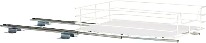 Household Essentials Glidez Paint-Finished Steel Pull-Out/Slide-Out Storage Organizer with Plastic Liner - Under Cabinet or Wire Shelf Use - 1-Tier Design - Fits Standard Size Cabinet or Shelf, White
