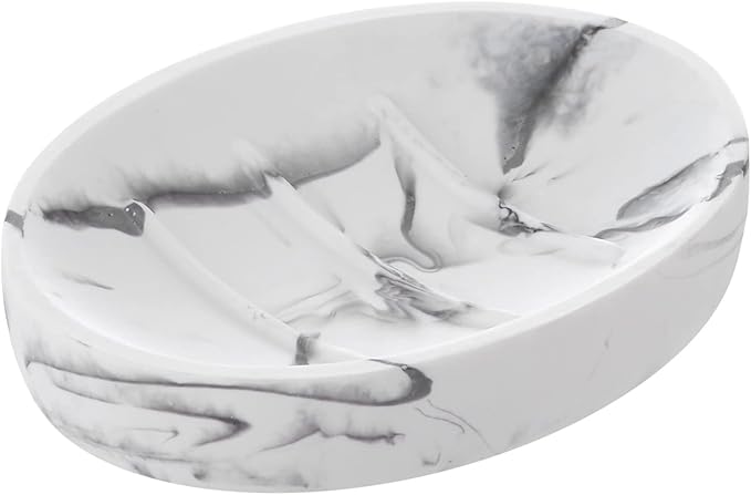 INIUNIK Marble Look Soap Dish - Bar Soap Holder for Shower, Bathroom & Kitchen Sink