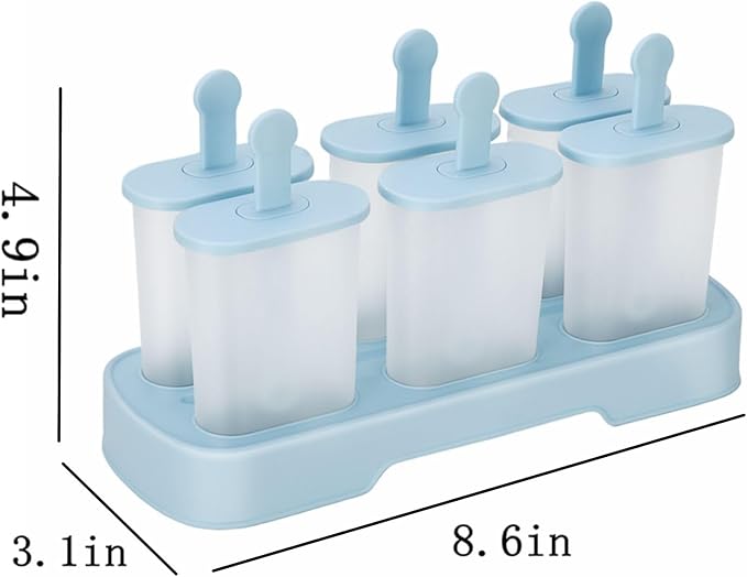 Popsicle Molds Set 6 Pieces Ice Popsicle Maker-BPA Free,Easy-Release Ice Pop Molds,Homemade Ice Cream Molds (Blue)