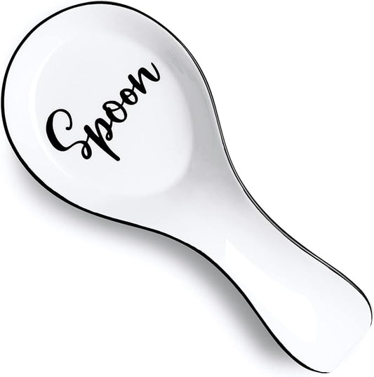 Ceramic Spoon Rest for Stove Top, DAYYET Large Spoon Holder, Spoon Rest for Kitchen Counter, Spatula Holder Utensil Rest for Ladles, Tong, Modern Kitchen Decor, White