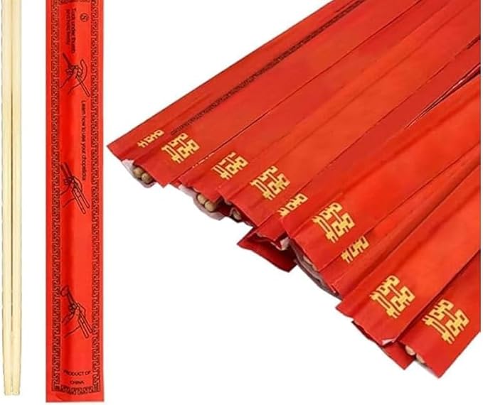 52USA Disposable Bamboo Chopsticks (1000 Sets), Wooden Japanese Chopstick Bulk, 9'' Long Chopsticks Disposable, Individually Wrapped Chinese Chopstick