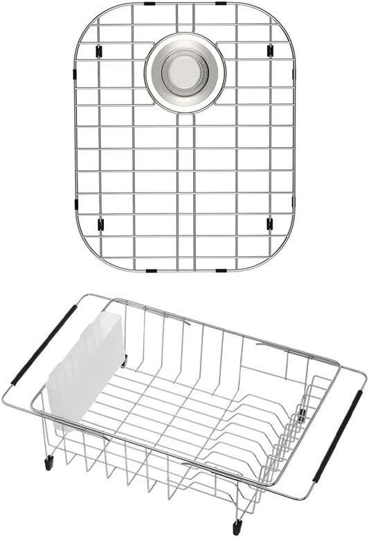 SANNO Kitchen Sink Protectors Gird, 16.14" L X 13" Sink Rack Sink Protector Expandable Dish Drying Rack Sink Dish Rack in Sink or On Counter