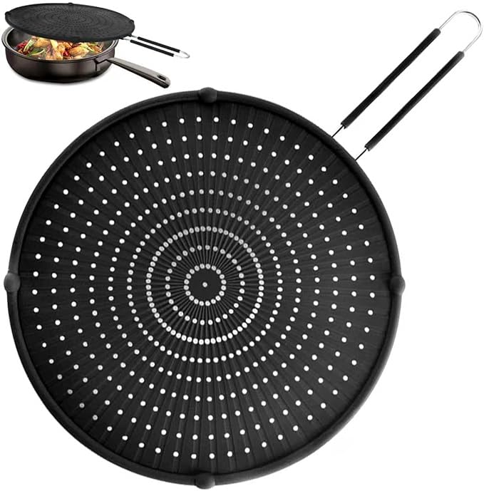 Silicone Splatter Screen for Frying Pan,13inch Grease Splatter Guard,Heat-Resistant Splatter Guards for Cooking,Dishwasher Safe