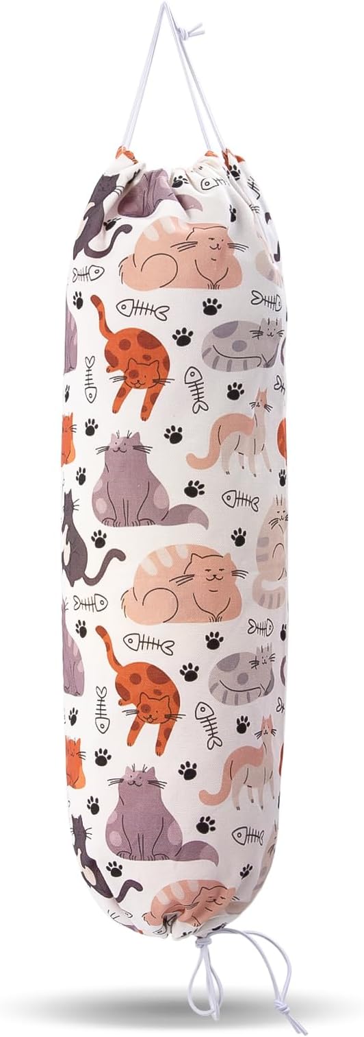 Cat Grocery Plastic Bag Holder and Dispenser,Supermarket Bags Organizer,Storage Shopping Holders Wall Carrier Cute Cats Home Kitchen Decor Mount Easy,for Door Cabinet Drawer Hanging Keep Groceries