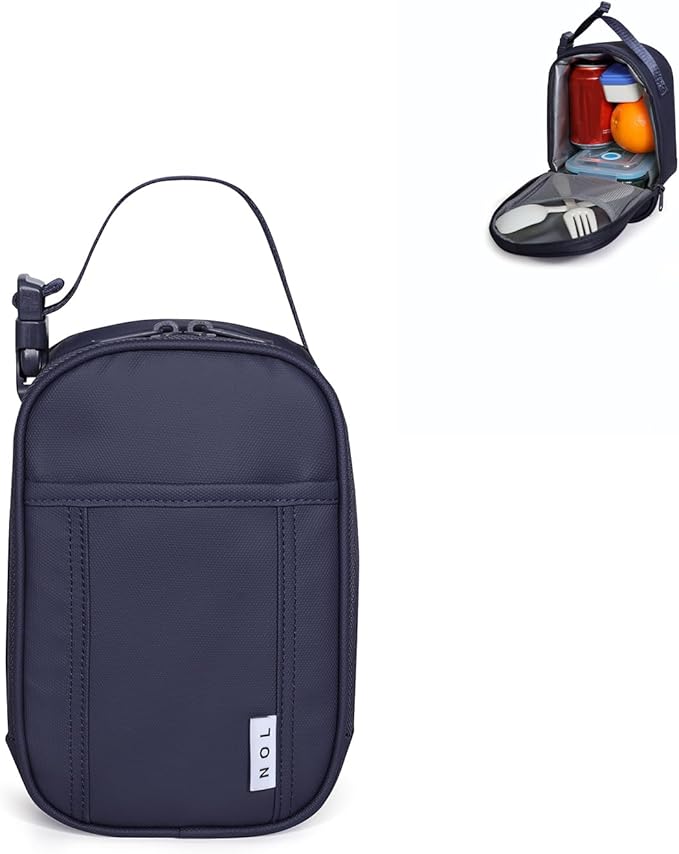 NOL Natural Organic Lifestyle Insulated Lunch Bag for Adult - Snack Bag Lunch Cooler Bag Soft Lunch Tote Bag for Work, Navy blue