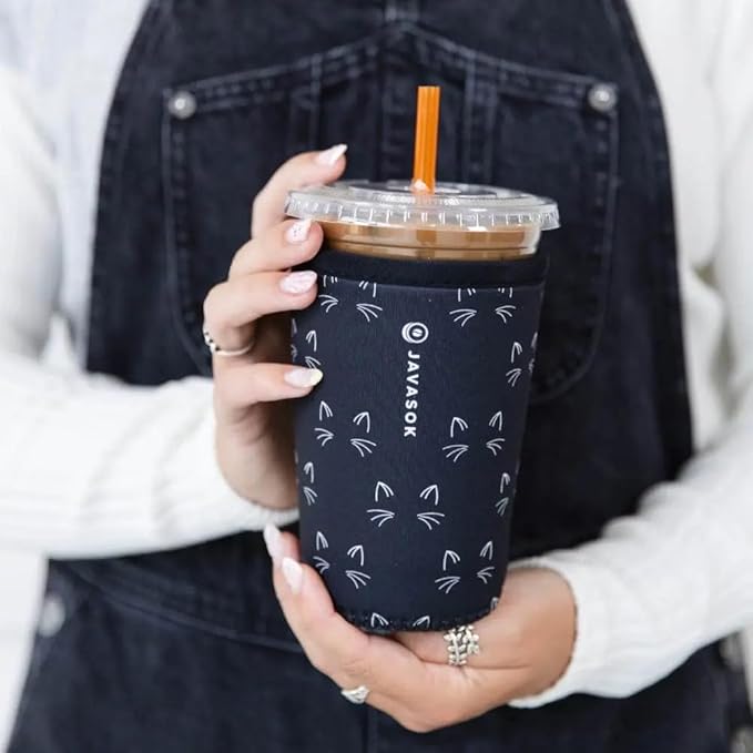 Sok It JavaSok Iced Coffee & Cold Soda Insulated Neoprene Cup Sleeve (Mystical Meows, Small: 16-20oz)