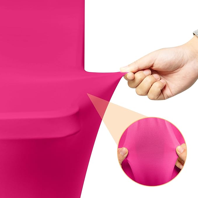 2 Pack 6 Feet Fuchsia Spandex Tablecloth for Rectangular Tables, Fitted & Stretch, Washable, Wrinkle Resistant, Perfect for Event, Wedding, Party, Banquet, Cocktail, Festival, and Table Protector