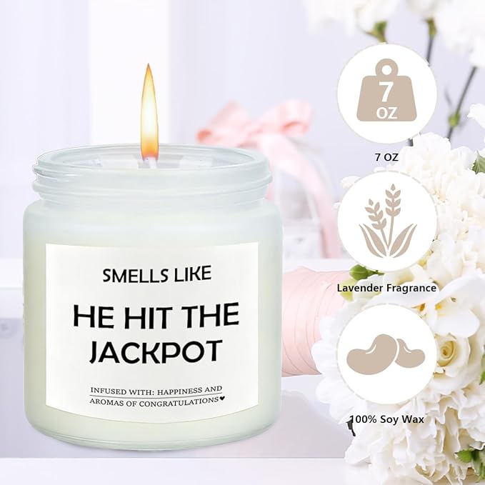 Engaged Engagement Gifts for Couples Her Engagement Party Decorations Bridal Shower Decorations Wine Bag Scented Candles Set Cheers To Forever Wine Bag Smell Like He Hit The Jackpot