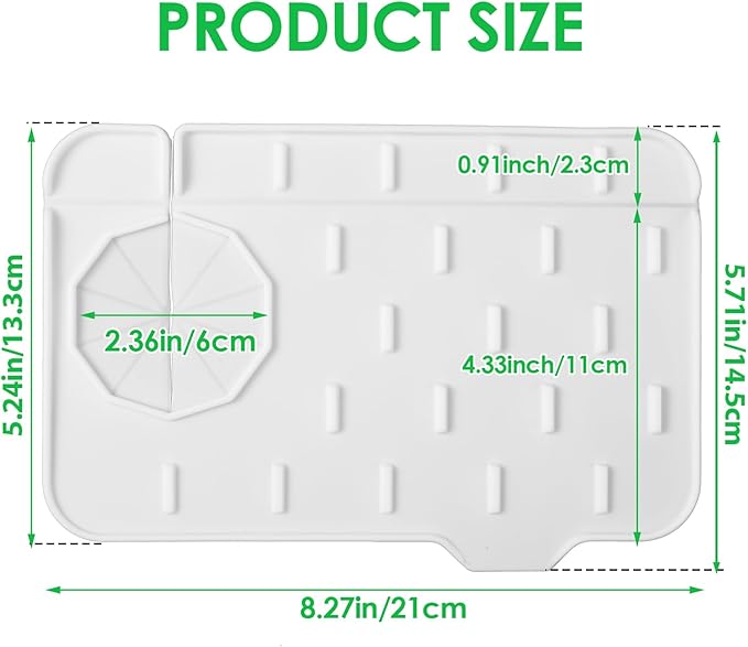 Sink Faucet Splash Guard Mat Silicone Soap Dish Pad Small Faucet Handle Drip Catch Sponge Holder Sink Protector Trays for Bathroom Kitchen Countertop Gadgets Accessories 8.3 x 5.7 Inch