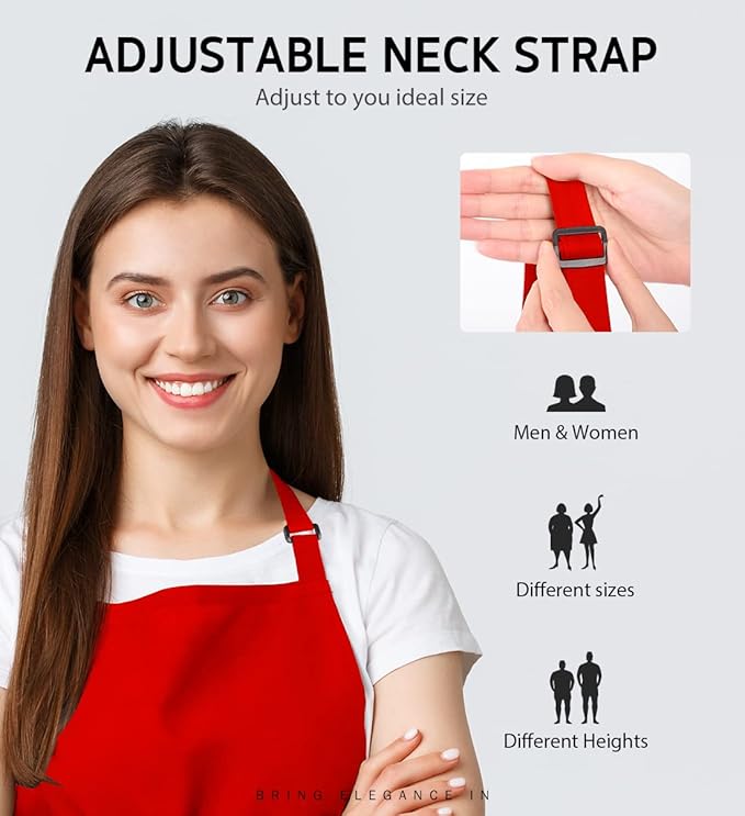 Syntus Apron for Men Women, Adjustable Cooking Kitchen Chef Aprons with 2 Pockets
