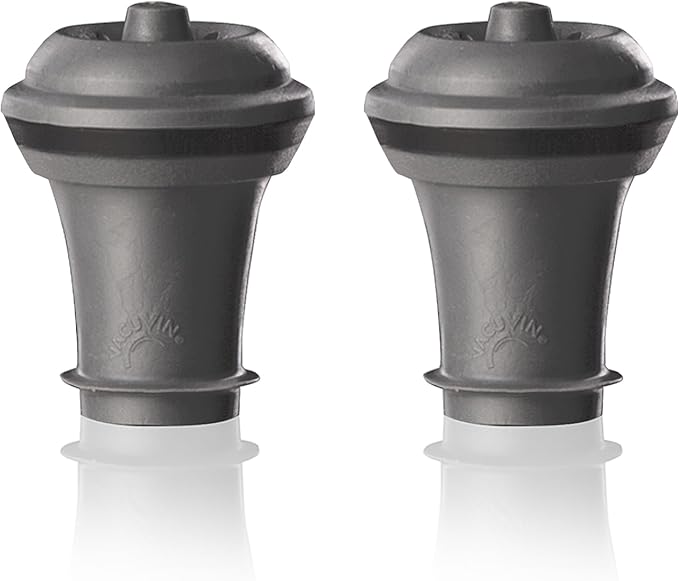 Vacu Vin Wine Saver Vacuum Stoppers – Airtight Seal for Opened Wine Bottles – Preserves Wine Freshness Up to 10 Days – Food Grade Rubber – Easy to Use Perfect for Every Occasion – Set of 2 – Gray