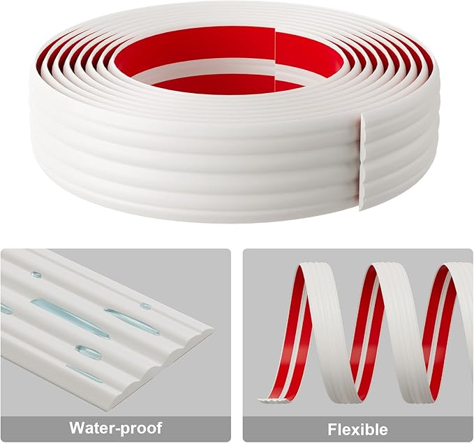 Wall Corner Protector & Edge Guard，Peel and Stick Wall Trim Moulding Inside & Outside Corner Molding Trim Caulk Strip, Self Adhesive Trim for Wall Edge,Ceiling,Countertop, 1.6” W x40’ L, White