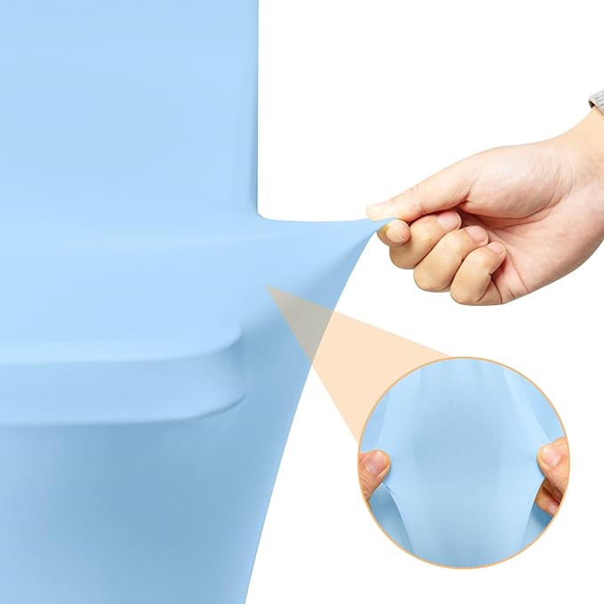 2 Pack 6 Feet Light Blue Spandex Tablecloth for Rectangular Tables, Fitted & Stretch, Washable, Wrinkle Resistant, Perfect for Event, Wedding, Party, Banquet, Cocktail, Festival, and Table Protector