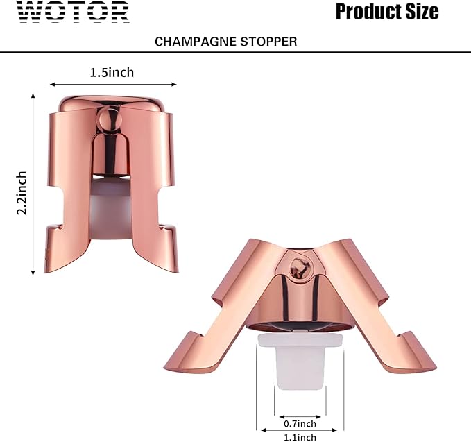 WOTOR 3 Pack Champagne Stoppers with Stainless Steel Champagne Saver with Food Grade Silicone Leak proof Keep Fresh Reusable Champagne Cork for Champagne, Cava, Prosecco and Sparkling（Triple Color）