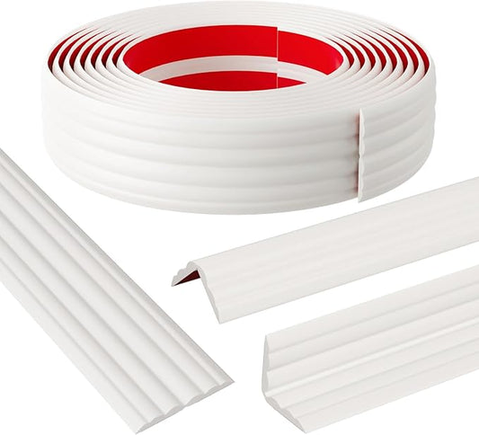 Wall Corner Protector & Edge Guard，Peel and Stick Wall Trim Moulding Inside & Outside Corner Molding Trim Caulk Strip, Self Adhesive Trim for Wall Edge,Ceiling,Countertop, 1.6” W x40’ L, White
