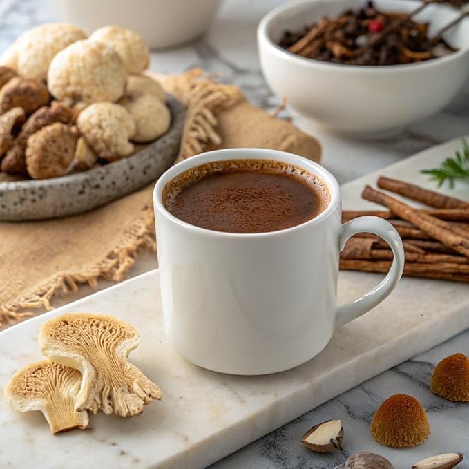 Cuppa Coffee - Great tasting medium roast with mushrooms, adaptogens & superfoods - Lion's Mane, Ashwagandha, Cordyceps, MCT, Prebiotic Fiber & L-Theanine. Supports natural energy & better mental focus, overall well-being + a happier gut (60 Servings)