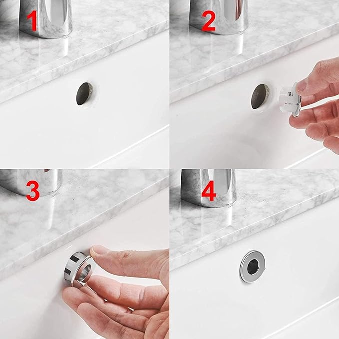 Sink Basin Trim Overflow Cover Brass Insert In Hole Round Caps Brushed Nickel(2 Pack)