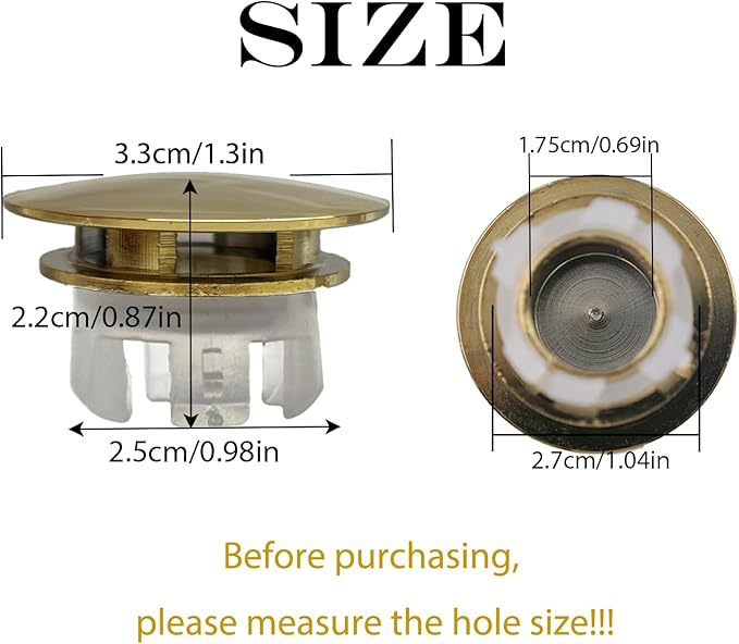 Sink Overflow Hole Cover Basin Trim Insert for Home, Sink, Bathroom, Kitchen Decorative Sink Drain Cap, Double Layer Copper Solid Chrome Overflow Cover(Glossy Gold)