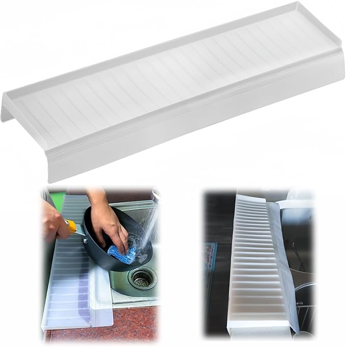 kitchen Silicone Sink Splash Guards & Edge Protector, 4"X20", Pure Silicone, Open Edge Protector Can Be Cut & DIY, Fits All Sinks