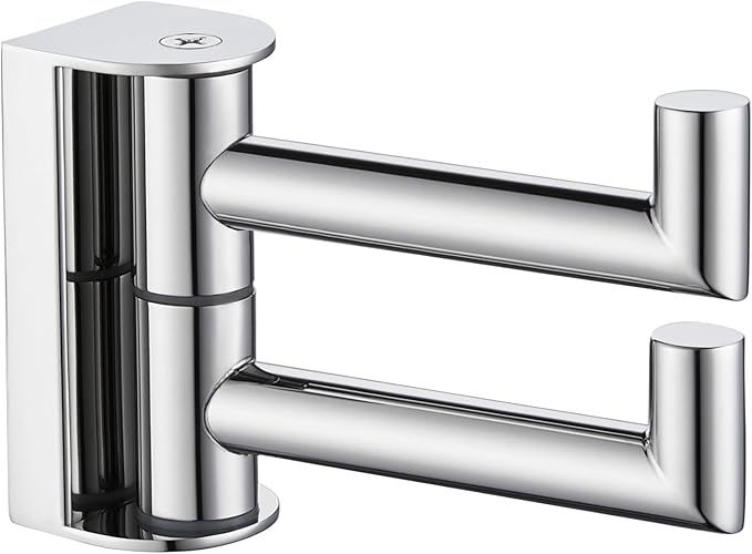 Angle Simple Swivel Robe Hook Polished Chrome, 304 Stainless Steel Bathroom Towel Double Hook for Wall