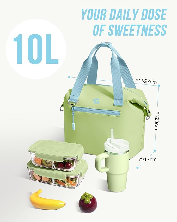 GLORIEROO Pastel Lunch Box Women | Insulated Soft Waterproof Leakproof Lunch Bag Cooler | Adjustable Strap | BPA-Free