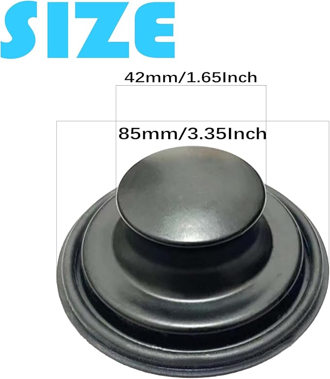 3.35 Inch Kitchen Sink Stopper for Garbage Disposal Stopper, Stainless Garbage Disposal Plug Fits 3 1/2 Inch Standard Kitchen Drain, for Insinkerator, Kitchenaid, Kohler, Waste King(Frosted Black)