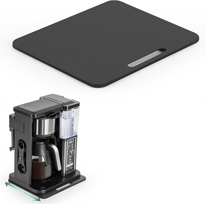 ANBOXIT Metal Appliance Slider, Sliding Tray for Coffee Maker,360° Effortless Movement,Small Appliance Rolling Tray for Counter, Coffee Pot Slider, Wide - Small (10"D x 12"W)